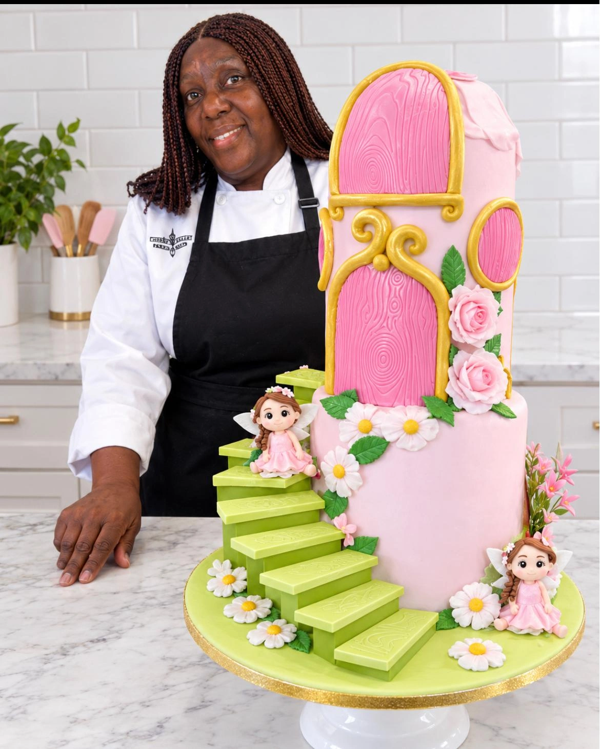 Debby with her fairy-tale celebration cake