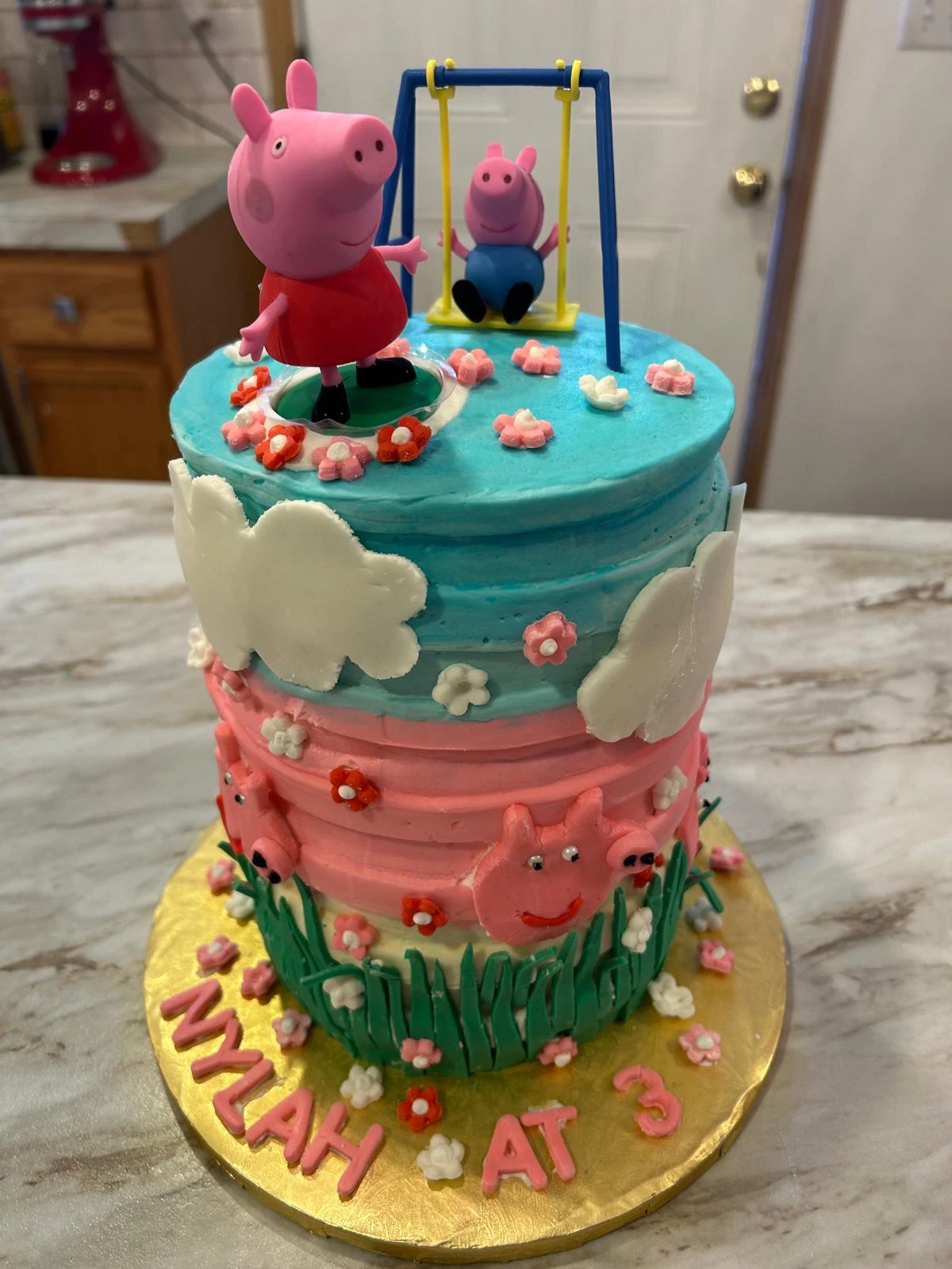 Colorful Peppa Pig birthday cake