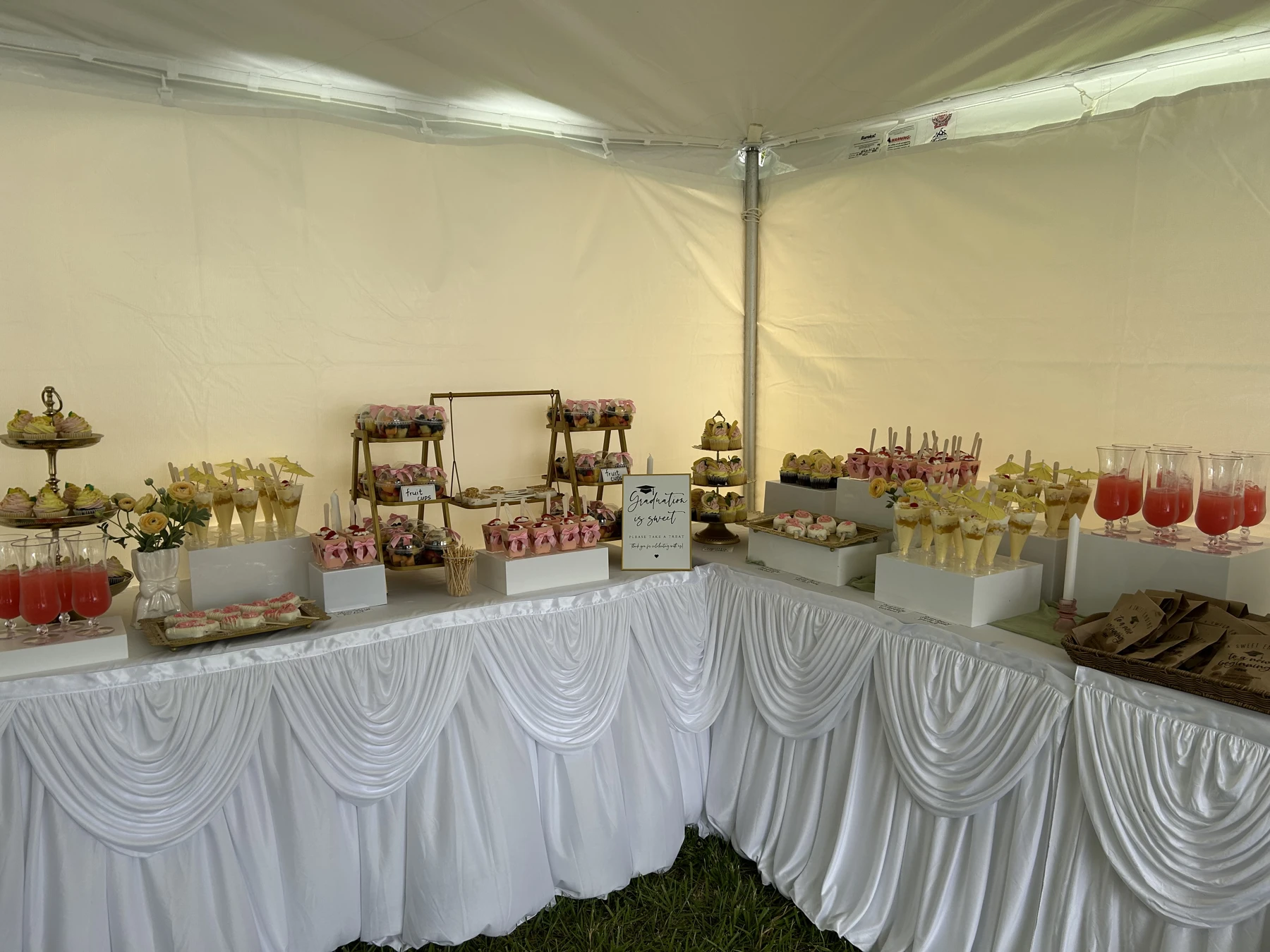 A dessert spread for a graduation celebration