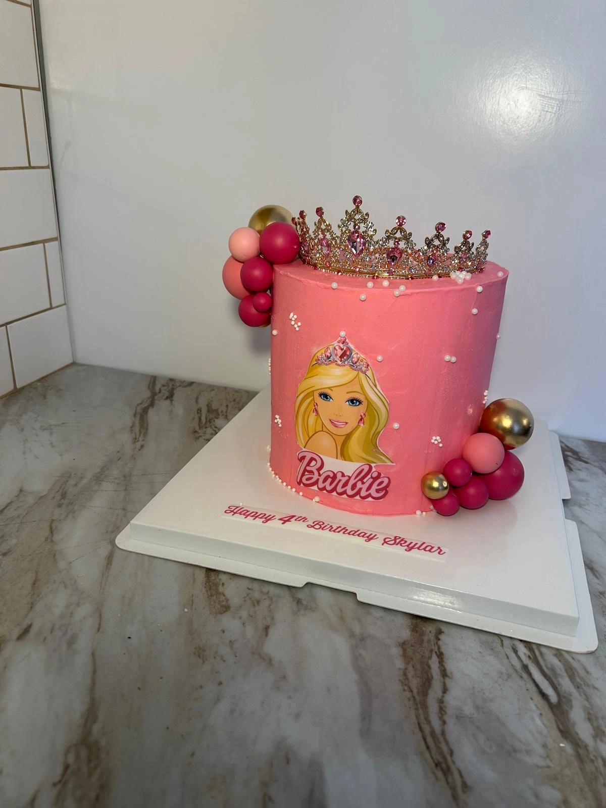 Pink themed birthday cake