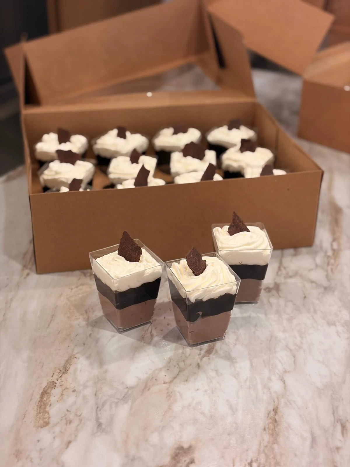 Chocolate and cream parfait cups
