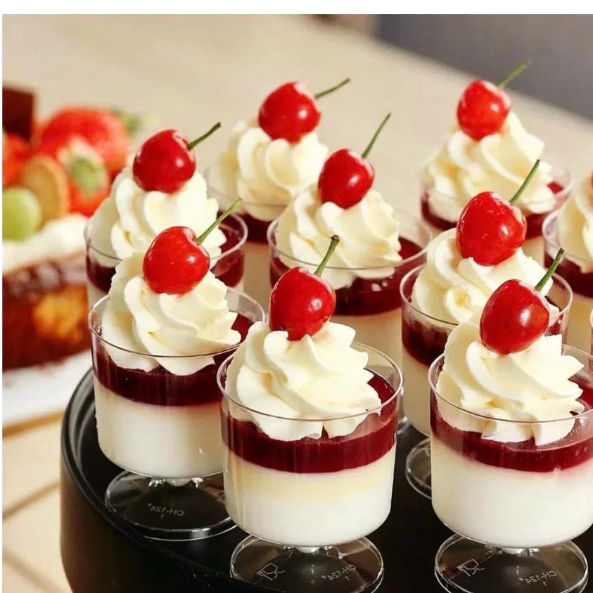 White crème & raspberry parfaits